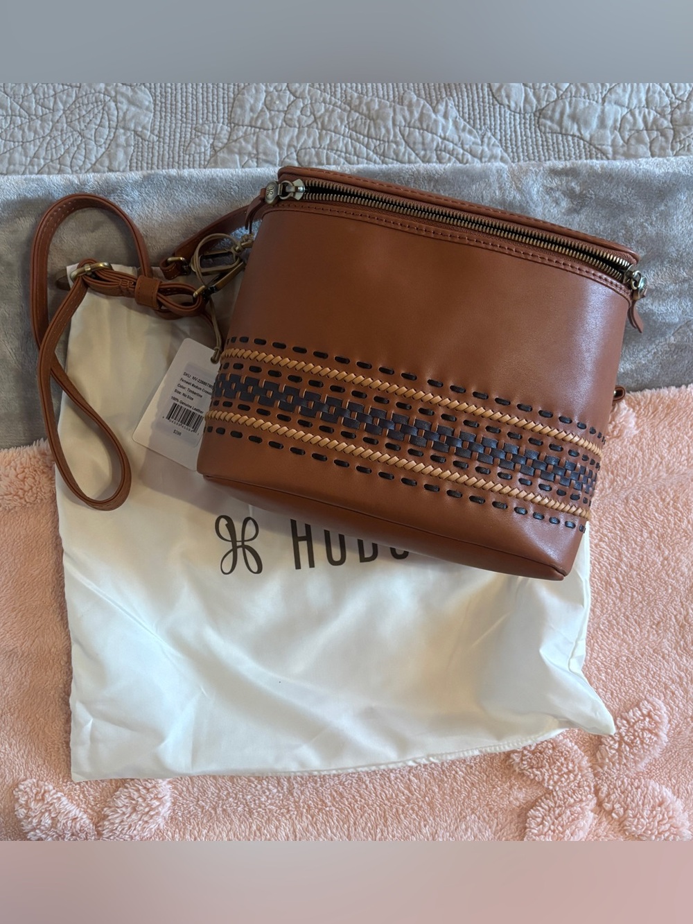 HOBO Fernwell Timberline Leather Crossbody with Woven Detail NWT